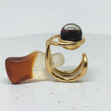 "CHEVALIÈRE ECLIPSE" TOPAZE ET BLEU PALE VERMEIL OR 18 CARATS