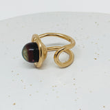 "CHEVALIÈRE ECLIPSE" TOPAZE ET BLEU PALE VERMEIL OR 18 CARATS