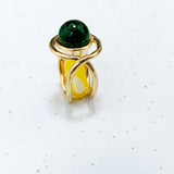 "CHEVALIÈRE ECLIPSE" EMERAUDE VERMEIL OR 18 CARATS