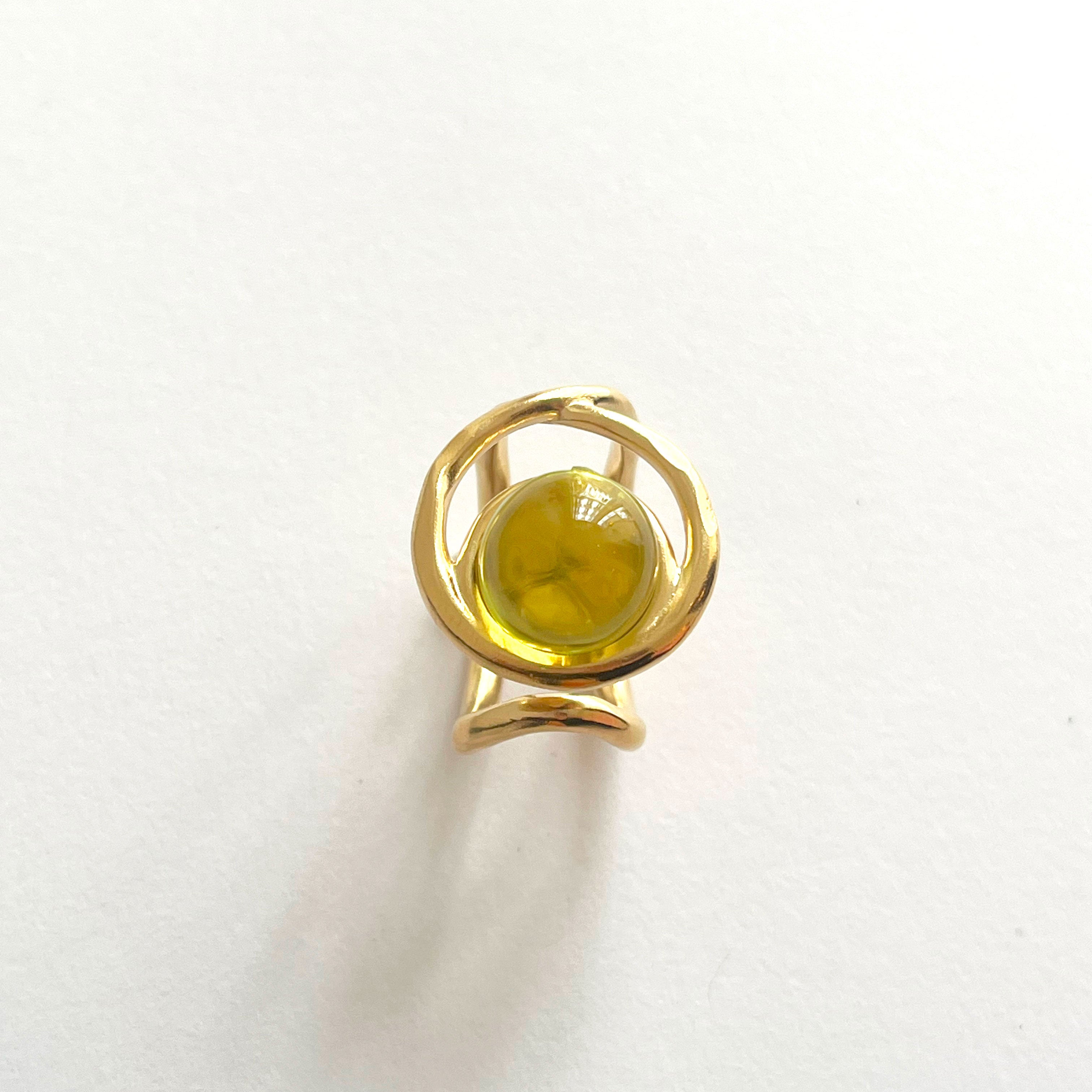 “ECLIPSE SIGNET RING” EMERALD VERMEIL 18 CARAT GOLD