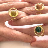 “ECLIPSE SIGNET RING” EMERALD VERMEIL 18 CARAT GOLD