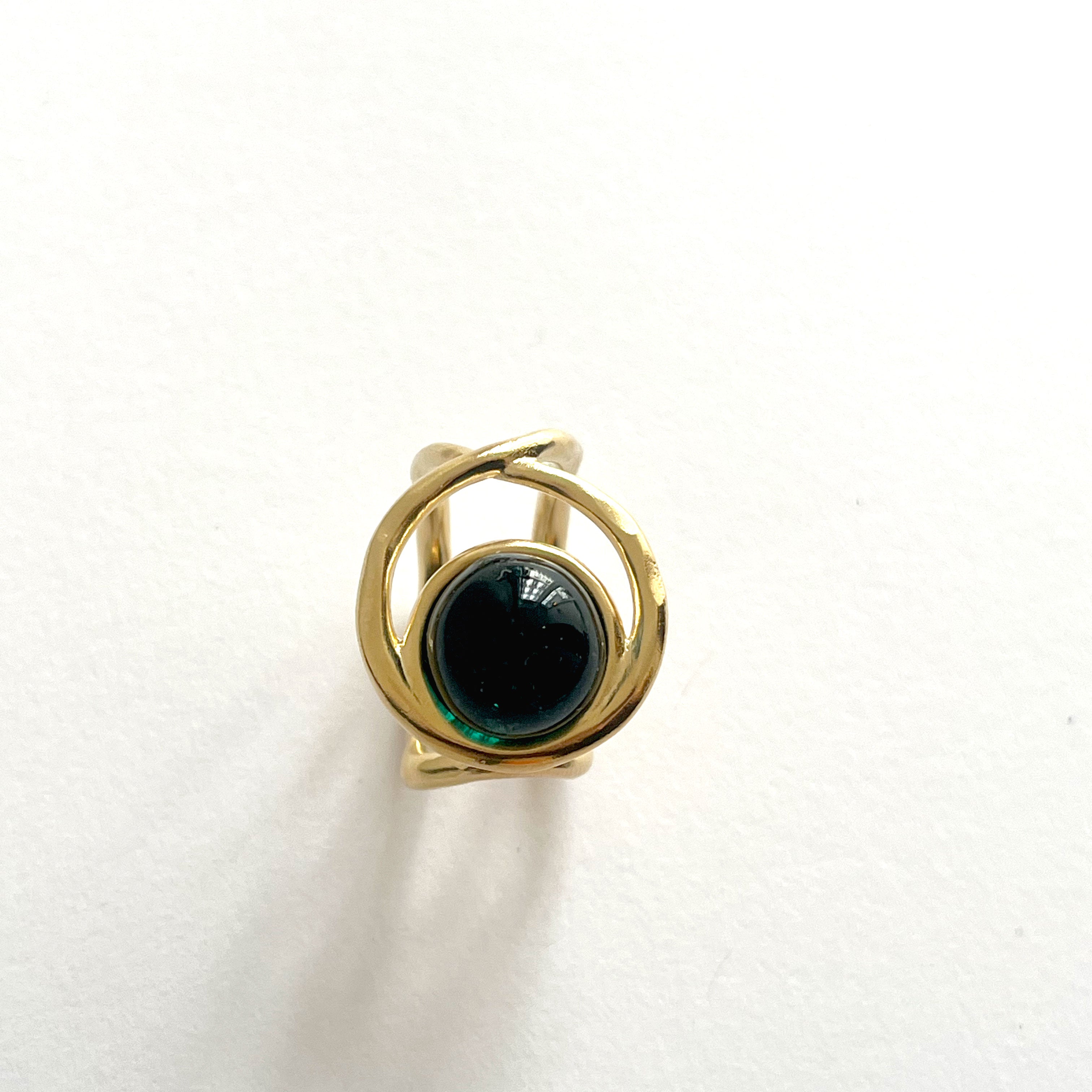 “ECLIPSE SIGNET RING” EMERALD VERMEIL 18 CARAT GOLD